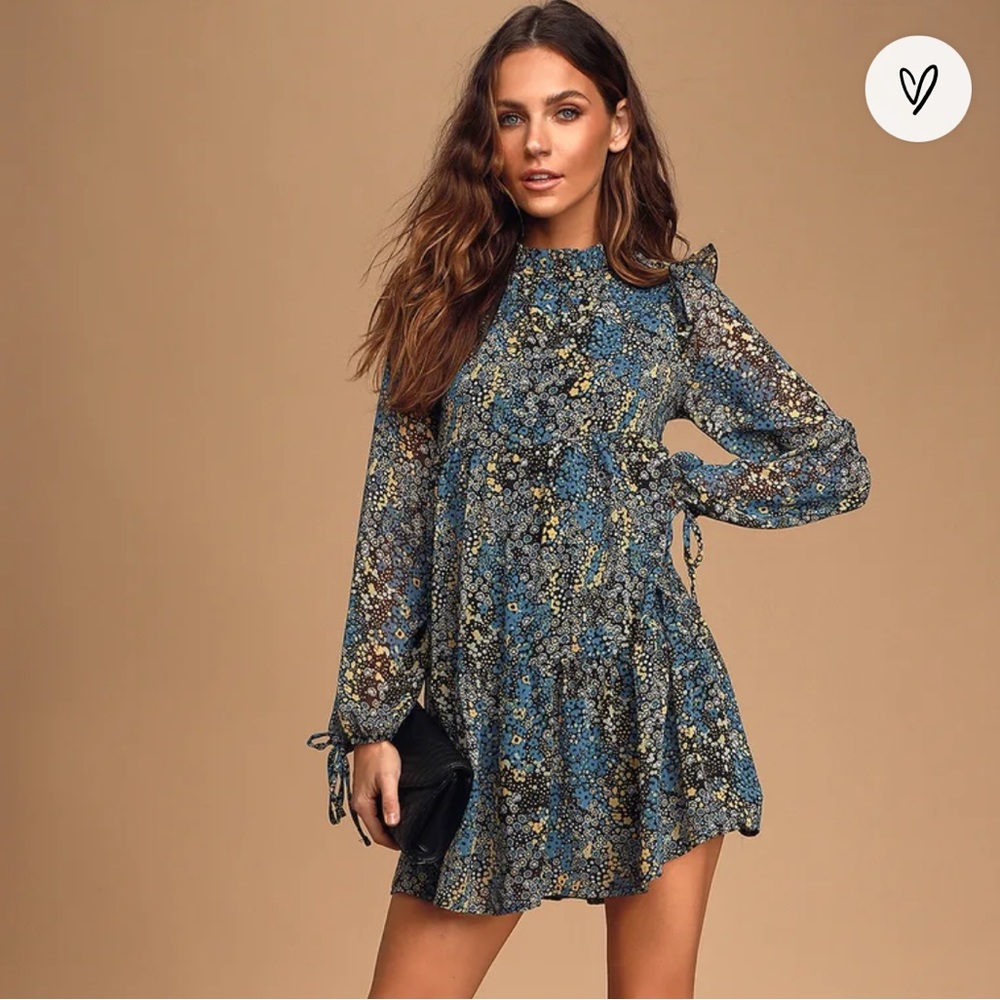 Lulu’s Multi Floral Print Babydoll Dress